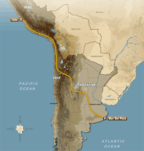 Flash: La ruta tentativa del Dakar Argentina-Chile-Perú 2012