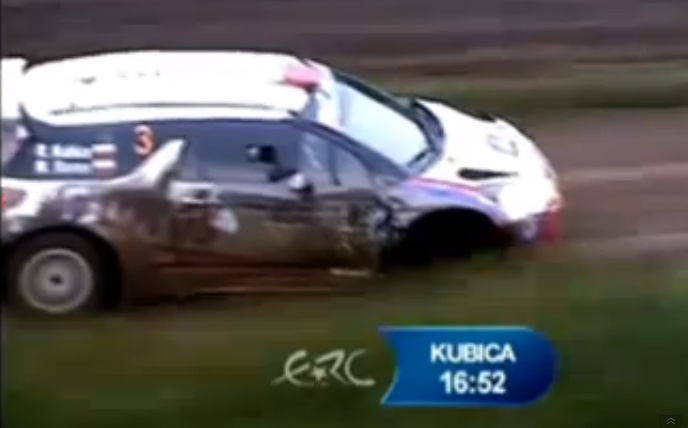 Otra de Robert Kubica, completa una especial de rally en tres ruedas