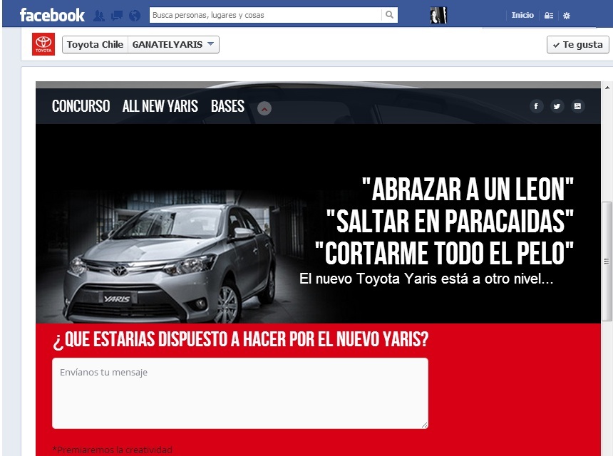 Toyota regalará un New Yaris Sedán a los más valientes en Facebook