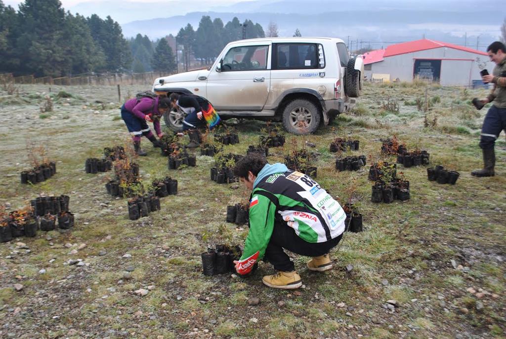 Lo prometido es deuda, Pato Cabrera planta 1300 árboles en la Patagonia, tras compromiso dakariano
